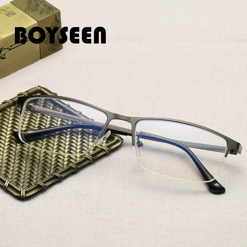 BOYSEEN Metal Full Frame Myopia Glasses Anti Blue Light  Eye Protection Glasses Nearsighted Glasses HD Lens -1.0~-4.0