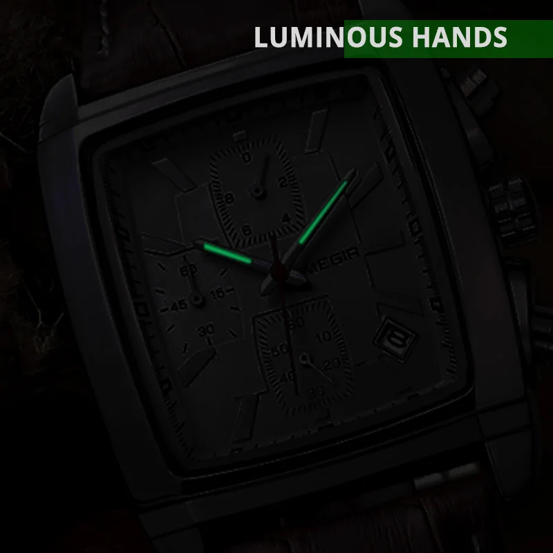 2023 MEGIR Original Watch Men Top Brand Luxury Quartz Military Watches Waterproof Luminous Leather Wristwatch Men Clock