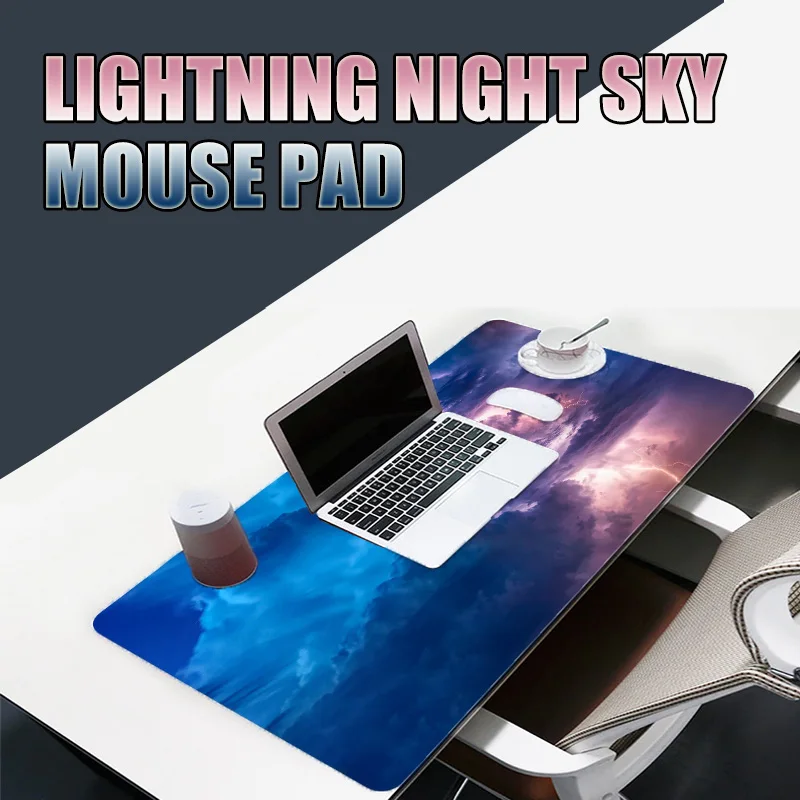 Big Mouse Pad Is The Best-selling Game Night Sky Lightning Blue Wear-resistant Edge PC Laptop Office Supplies Rubber Silicone