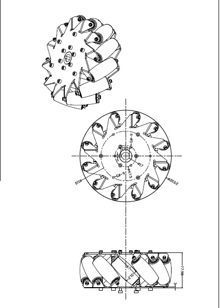 로보콘 로보컵 경연 대회용 스마트 로봇 타이어, 100KG 페이로드, 8 인치 203mm 메카넘 휠, 옴니 휠, DIY 부품, 4 개