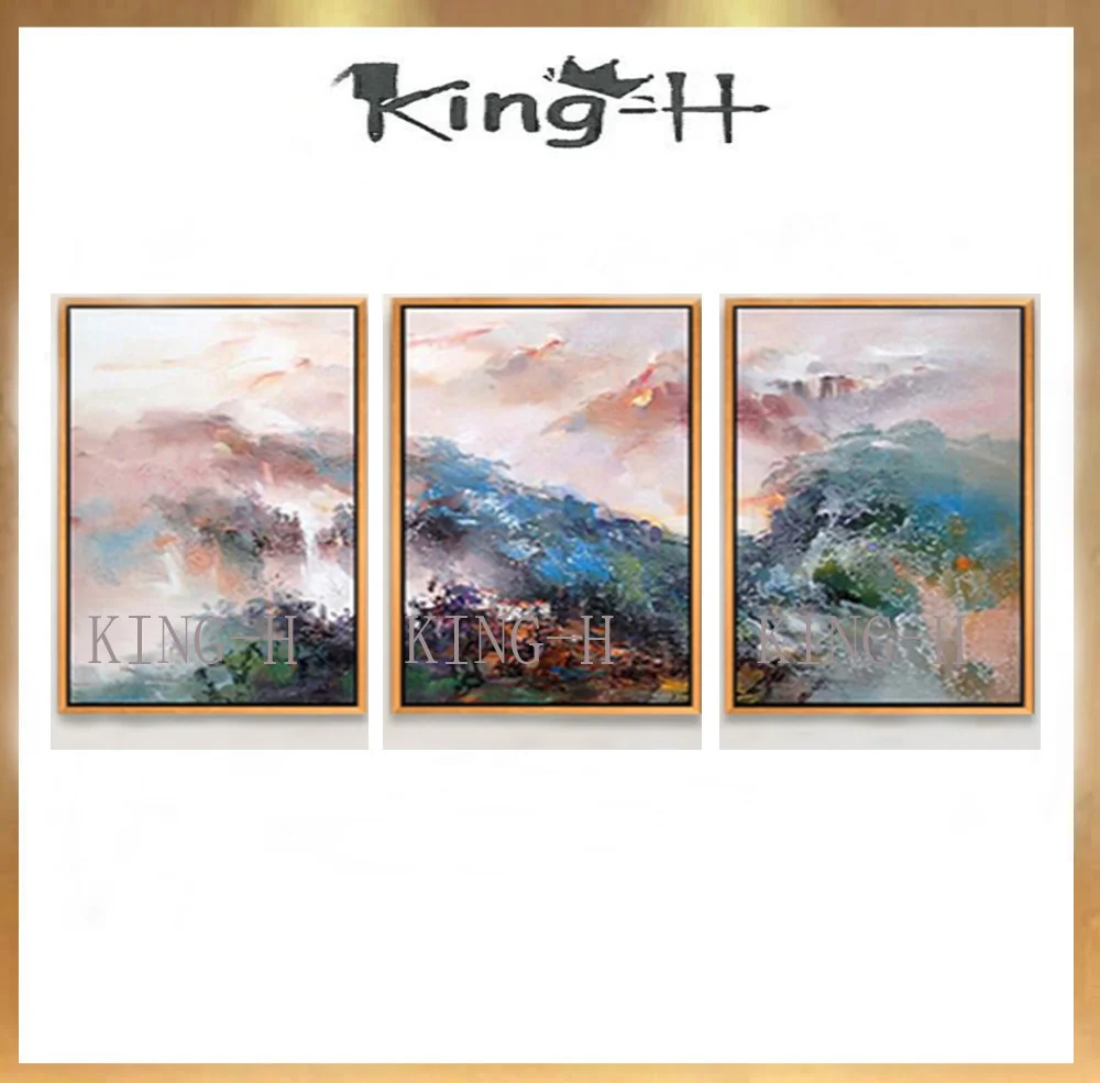 Combined with 3 p hand-painted oil painting scenery abstract original thick texture, the sitting room dining-room wall of the be