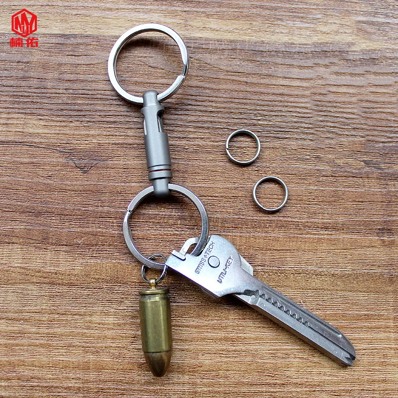 1PCS Titanium Alloy Buckle Mini Portable Elastic Keychain Quick Release Quick Release Keychain Multi-Function Key Rng Pendant