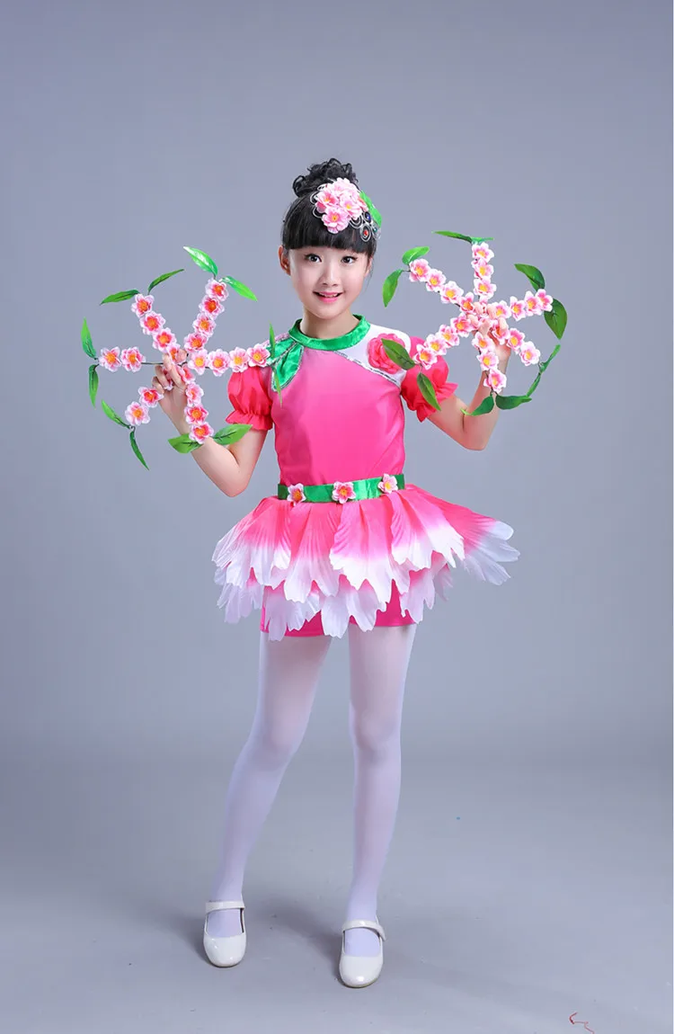 Contemporary Flower dancewear girls dance costume kids salsa dance dress of girl dance wear dancing dress of girl