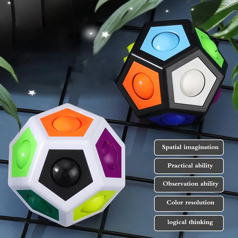 Magic cube Polygon Rainbow Ball Magic Ball fidget toys Polyhedron Football  Educational Decompression Toy Fidget  Stress Relief