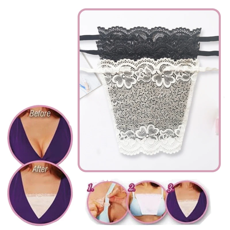 Women Quick Easy Clip-on Lace Fragment Camisole Bra Insert Wrapped Chest Overlay Modesty Panel