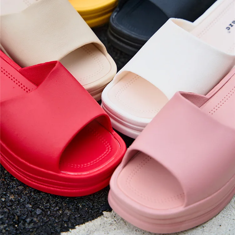 Summer 2022 New Wedge Slippers Women Fashion PVC Slides Women Indoor Outer Wear Sandals Slippers Beach Platform Shoes Women