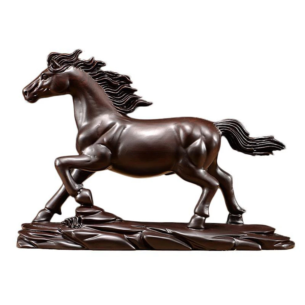 

Animals Figurines Ebony Carved Horse Ornaments Zodiac Horse Figurine Solid Wood Carving Crafts Home Decoration Accessories