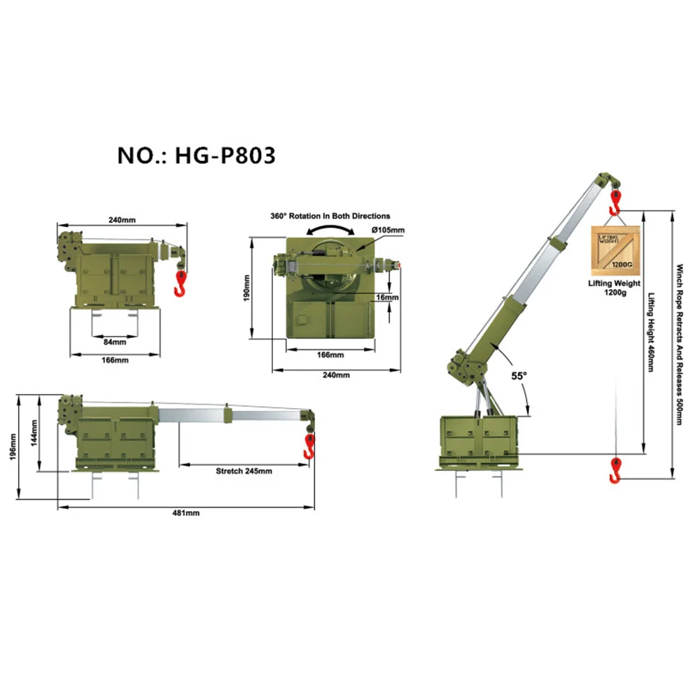 Lifting Arm For HG-P802 1/12 US M983 8x8 HEMMT Military Tractor KEYIGE