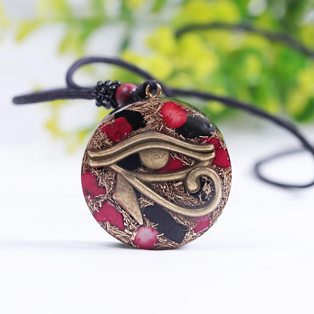 Orgonite Pendant The Eye Of Horus Necklaces Wicca Energy Orgone Necklace Sweater Chain Help Sleep Crystal Healing Orgon Pendant