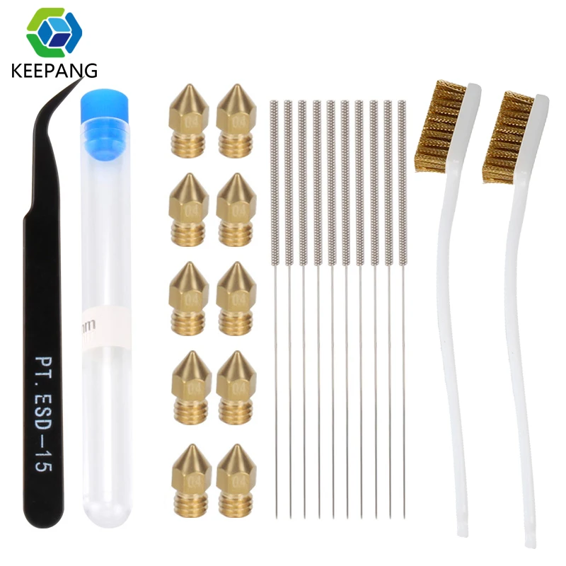 29pcs Cleaning Nozzles kit with MK8 Nozzles Cleaning Needles Copper Wire Toothbrush Brush For Cleaning Nozzle /Heating Block