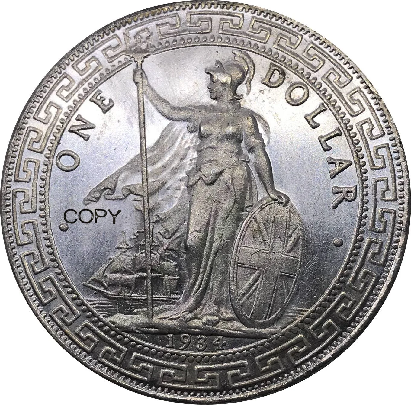 United Kingdom 1934 Coin One Dollar British Trade UK Cupronickel Plated Silver Hong Kong Metal Souvenirs Collectible Copy Coins