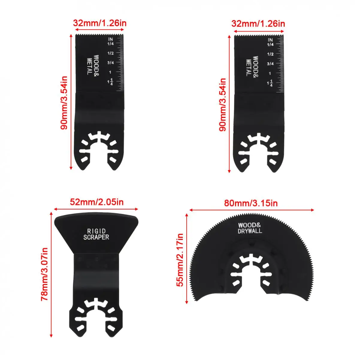 80mm / 52mm / 32mm 4pcs/set Universal 65 Manganese Steel Saw Blade Power Tool Accessories  Fit new