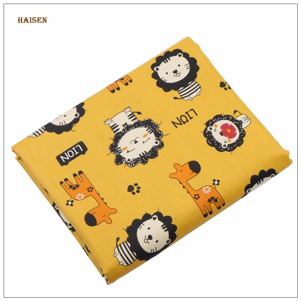 Cartoon Lion Fabric Cotton Printed Twill Colth Calico For DIY Baby Sewing&Quilting Clothes Dedding Textile Material Half Meters