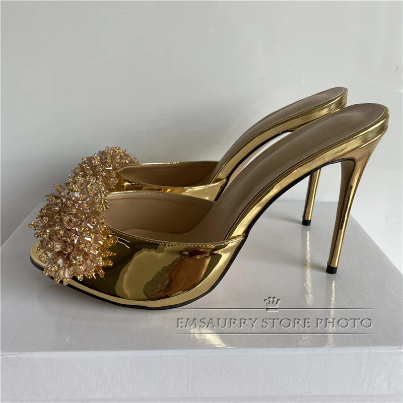 Beading Gypsophila Flower Runway Shoes Woman Stiletto Heel Peep Toe Real Leather Crystal Tassels Summer Sandals Women