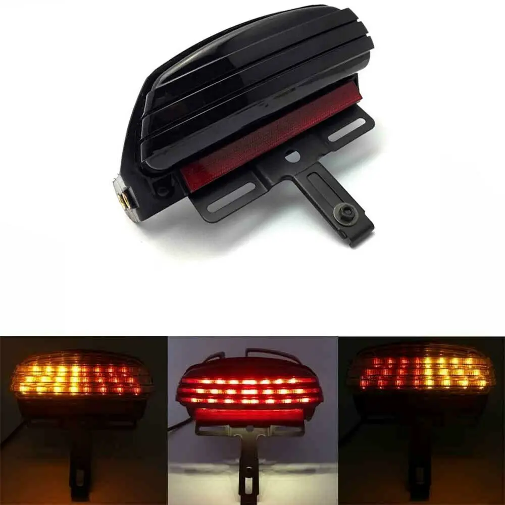 

Motorcycle Turn Signal Light LED Fender Tri-Bar Tail Brake Light License Plate For Harley softai FXSTB FXST Touring