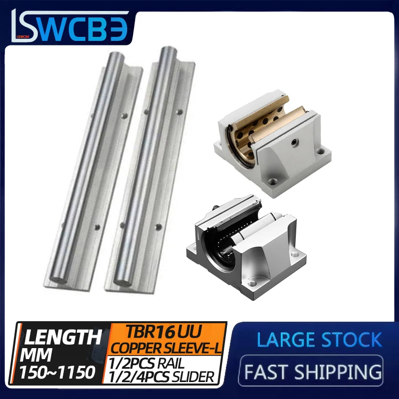 

Standard Box Type TBR Linear Guide Rail TBR16 Length 150-1150mm With Flange Copper Sleeve Slider Block CNC Mechanical Parts