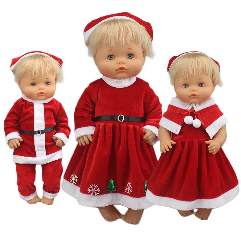 2023 Lovely red Christmas suit For 42 cm Nenuco Doll 17 Inches Baby Doll Clothes