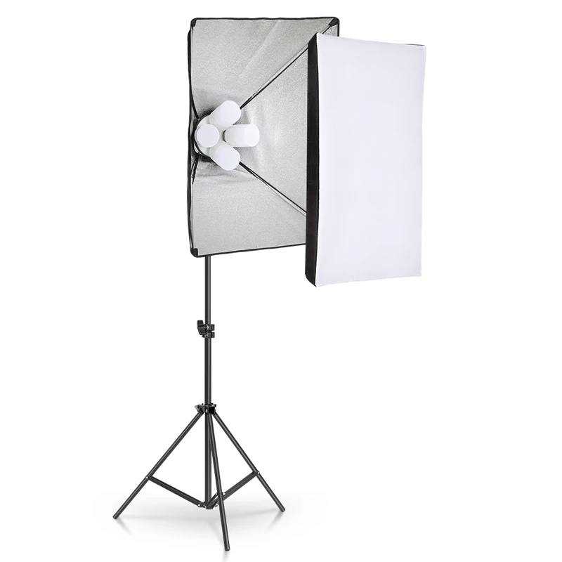 Photo Studio 4pc LED 15W Softbox Kit Photographic Lighting Kit Camera Photo Accessories 1pc Light Stand 1pc Softbox for Shooting