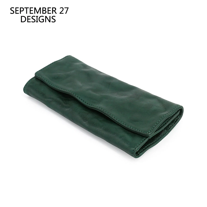 Long Wallets Men Genuine Leather Luxury Women Hasp Clutch Bag Wrinkled Cowhide Vintage Credit Card Purses Money Bag