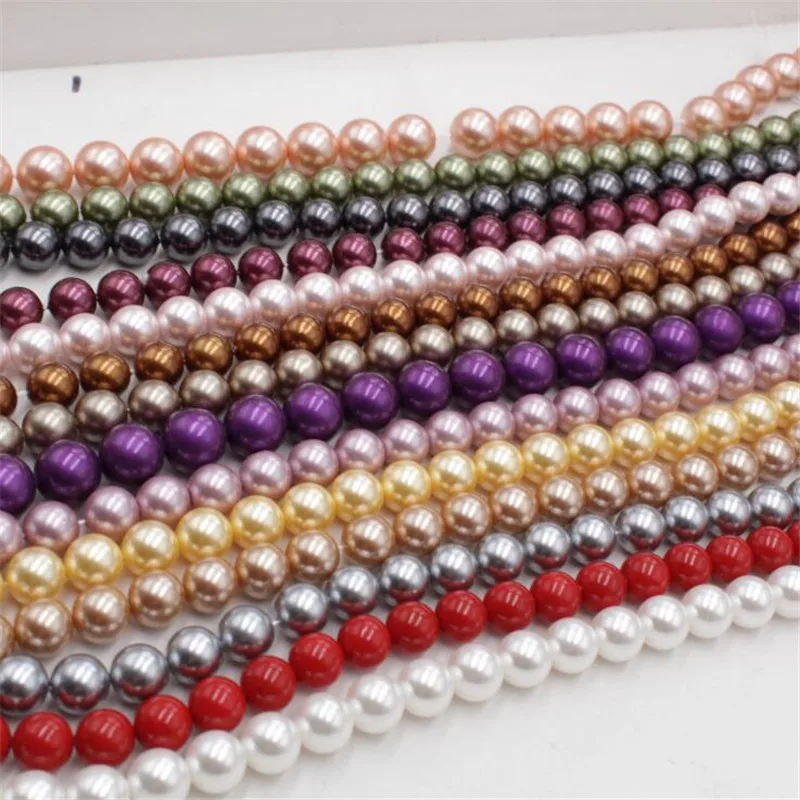 Multicolor Shell Pearl Beads Natural Round Loose Spacer Finding Beads For Jewelry Making Diy Necklace Bracelet 15\