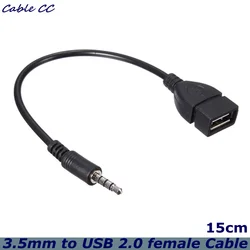 15cm Audio Conversion Line Car AUX Cable A Type OTG Conversion Adapter Female Cable 3.5mm male Audio AUX Jack to USB 2.0 Type