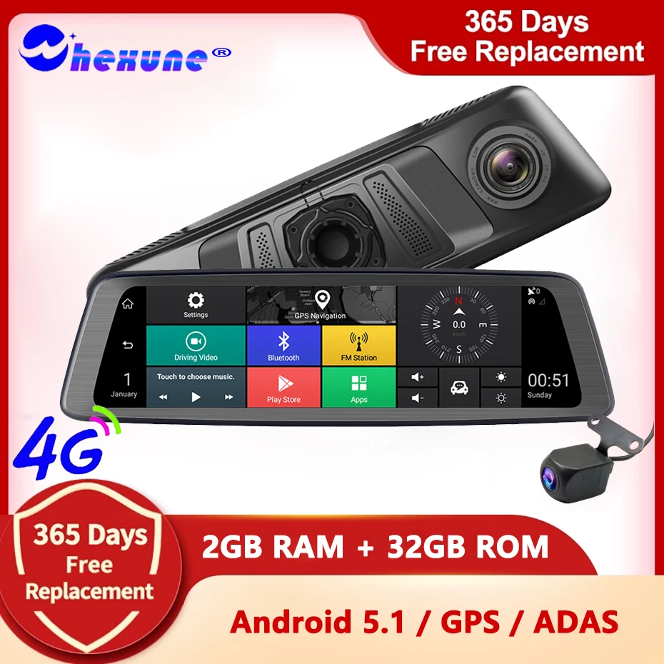 

WHEXUNE Special ADAS Android Auto 4G Car DVR Camera 10" Rear View Mirror 1080P WiFi GPS Navi Dash Cam Registrar Video Recorder