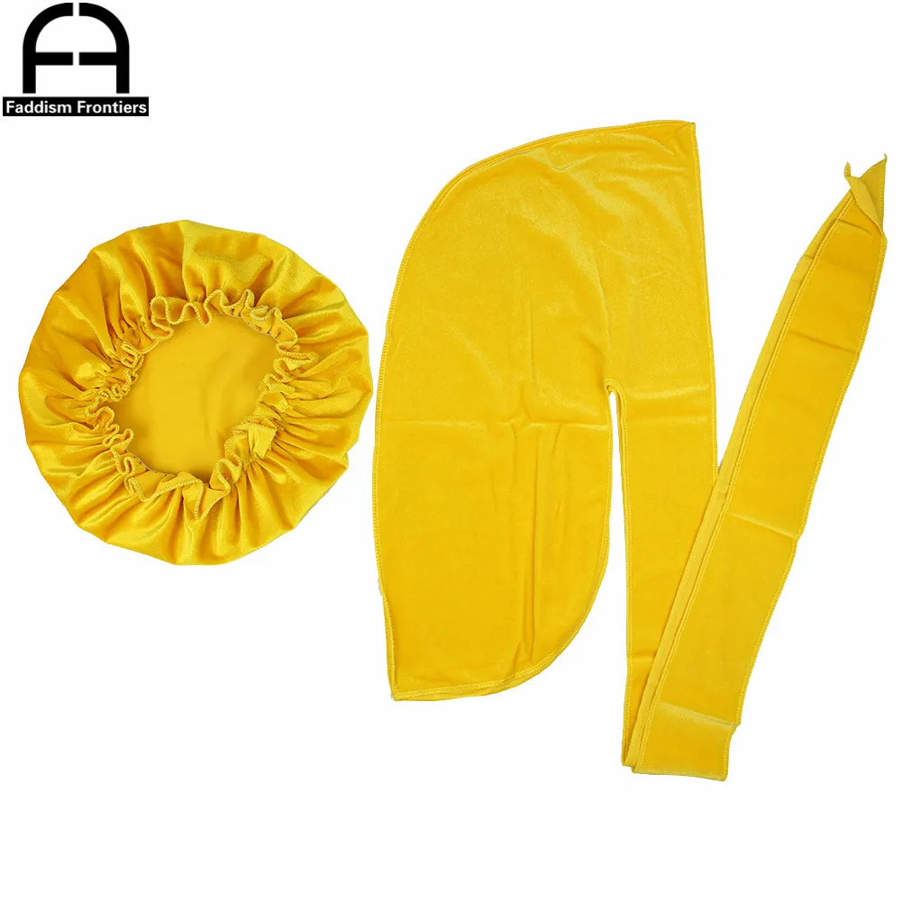 Unisex Men Velvet Durag Match Velvet Bonnet for Women Bandanas for Men Turban Hat Long Tail Do Durag Waves Cap