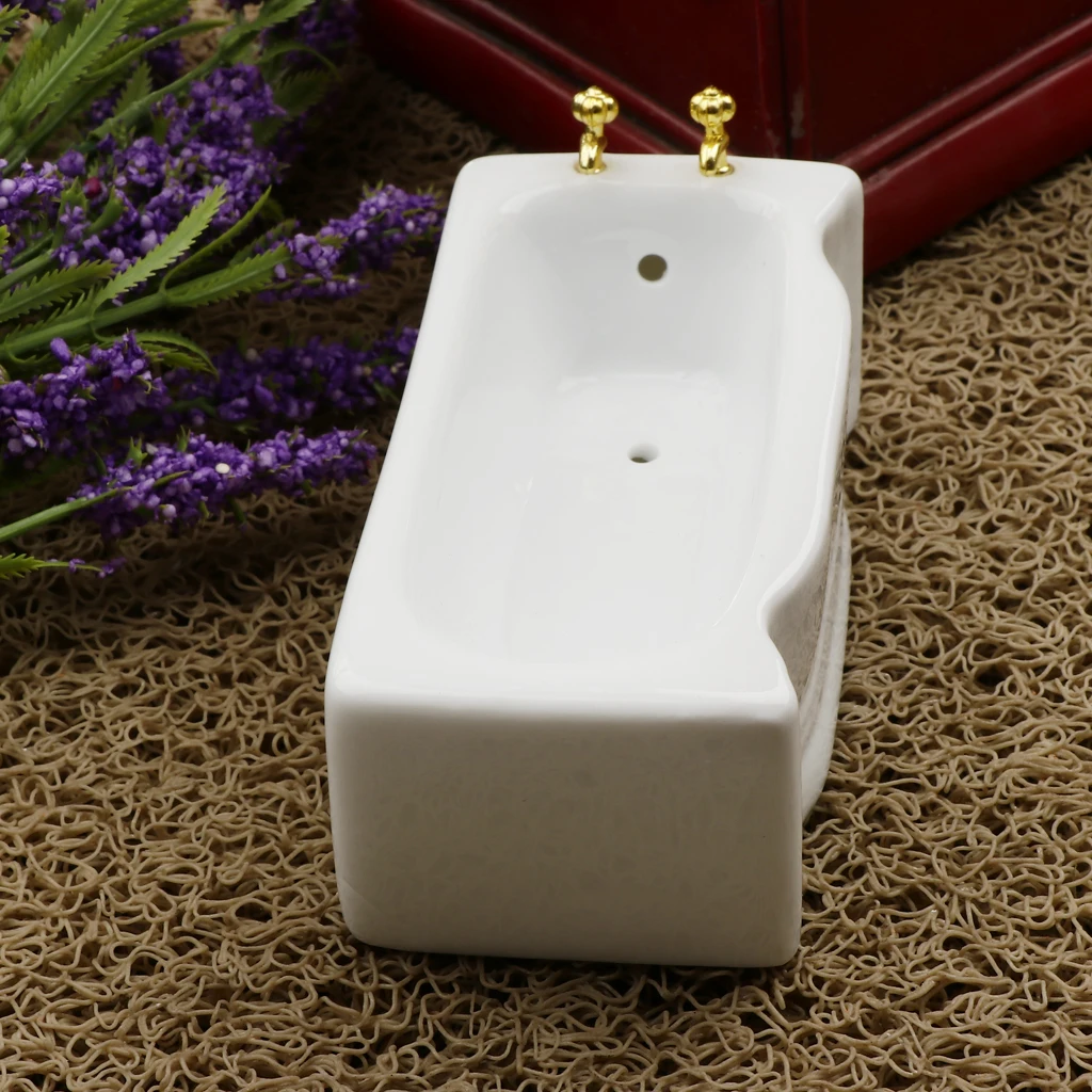 1:12 Dollhouse White Porcelain Bath Tub Miniature Bathroom Furniture Accessory Life Scenes Decoration