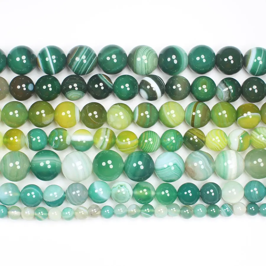 Green Stripe Agate 4-16mm Round Loose Beads 15inch ,DIY Jewelry Making ! We provide mixed wholesale for all items !