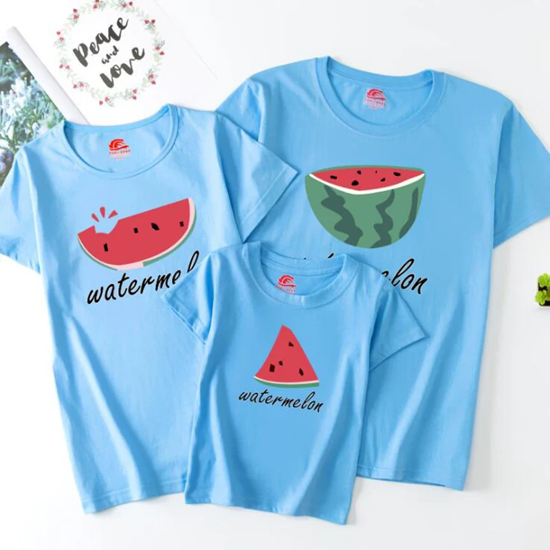 Family Look Mommy and Me Clothes Matching Summer Fruits Printing Family Clothing Mother Daughter Son Father Kids T-shirt