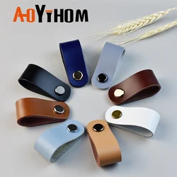 AOYIHOM 9-Color American Leather Furniture Kitchen Storage Cabinets Handle Shoe Cupboards Drawer Pulls Home Wardrobe Door Knob