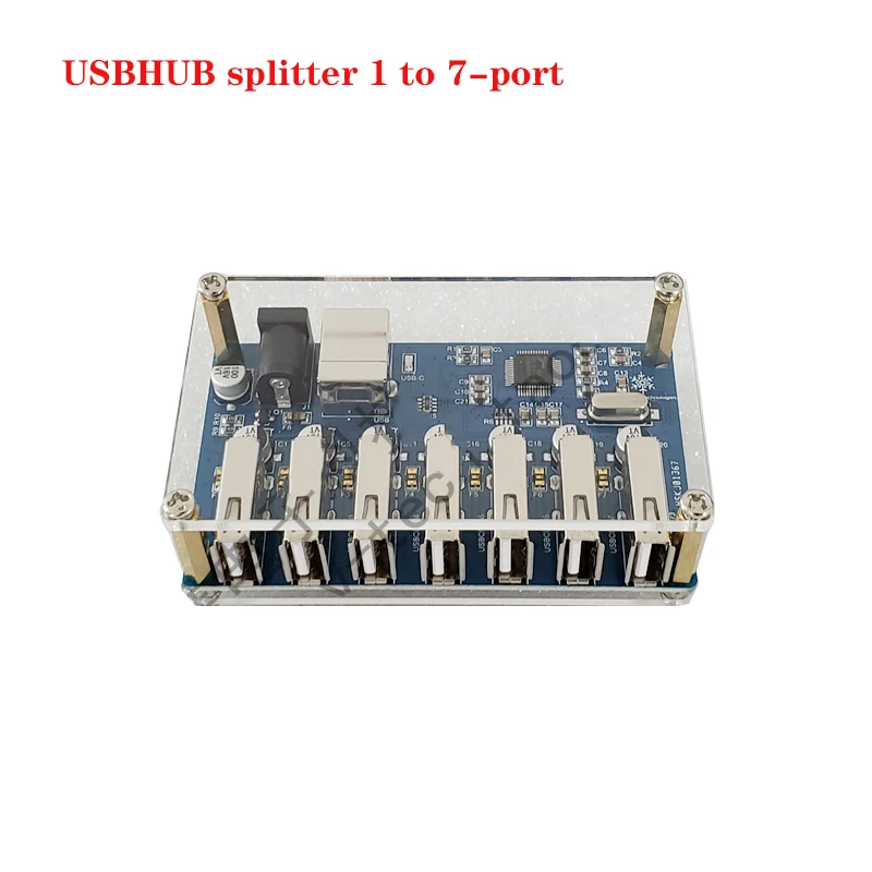 USB HUB Splitter 1 to 7-Port Module with Power Supply USB 2.0 Expansion