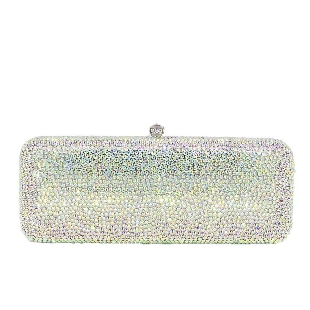 

22x9CM Evening Bag Banquet Bag Metal Flat-bottom Dinner Bag Diamond Clutch Bag a6704