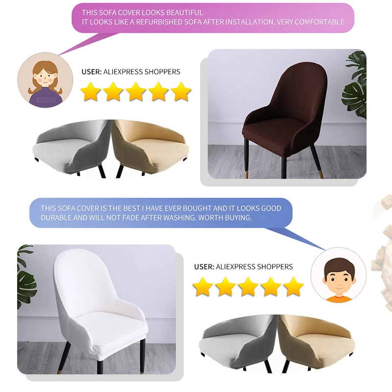 Meijuner Corner Curved Shaped Chair Cover Semi-Circular Armrest Dining Chair CoverS Backrest One Backrest Simple Elasticity