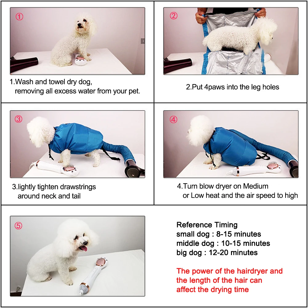 Grooming Bag Portable Folding Dogs Hair Dryer Blow Bag Dog Cleaning Accessories Pet Drying Bag Pet Dry bag Quik Drying