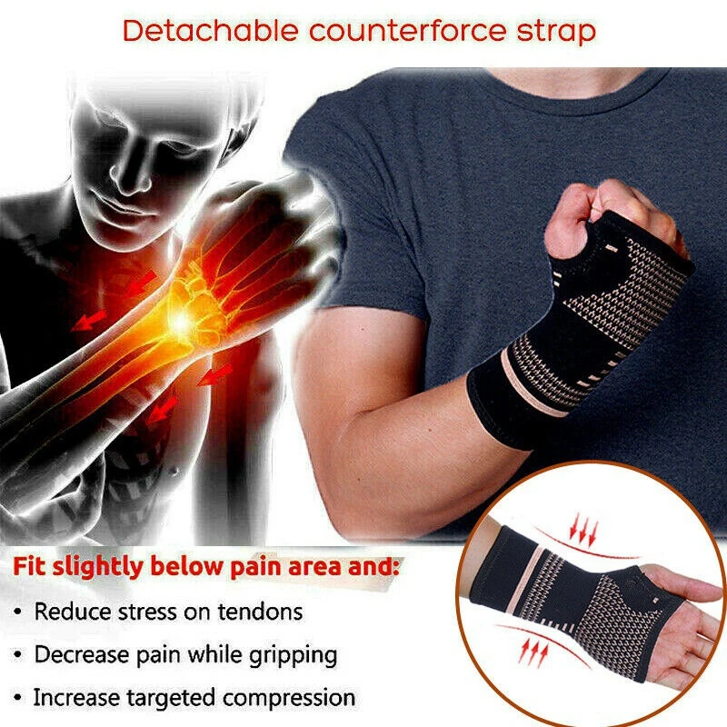 Copper Nylon Wrist Guard Band Brace Support Sports Pain Relief Wrap Bandage Hand Brace Sleeve Compression Arthritis Gloves