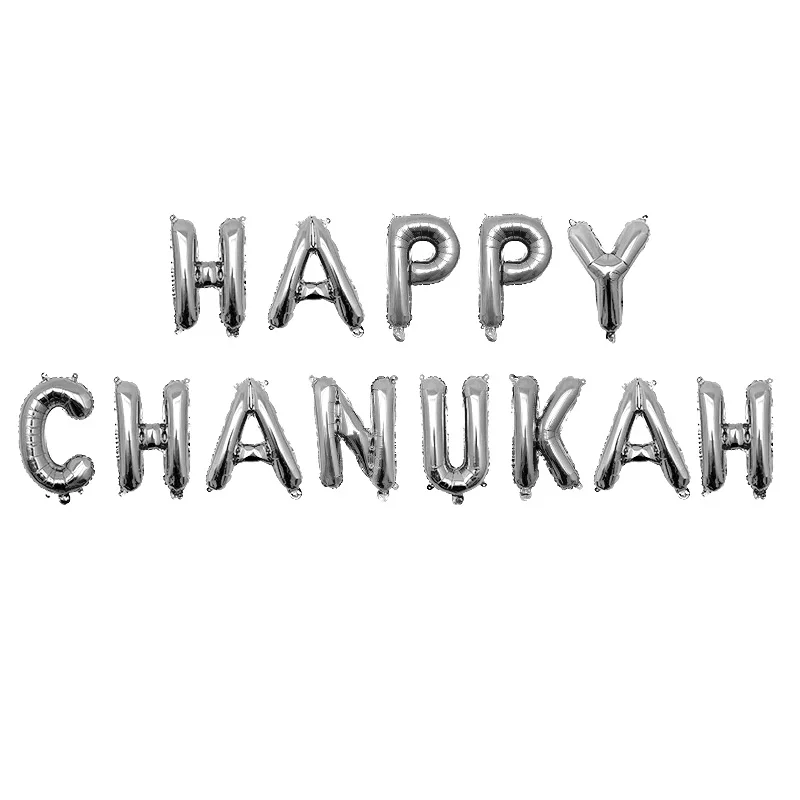 13pcs Happy Hanukkah Foil Balloons Rose Gold Silver Hanging Letters Inflatable Ballon Party Decoration Chanukah Banner Shower