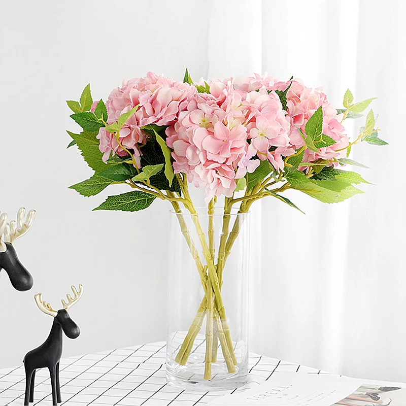10PCS 45cm Artificial White Hydrangea Flower Ball Silk Hydrangea Accessory Home Wedding Decoration Fake Flores Bouquet