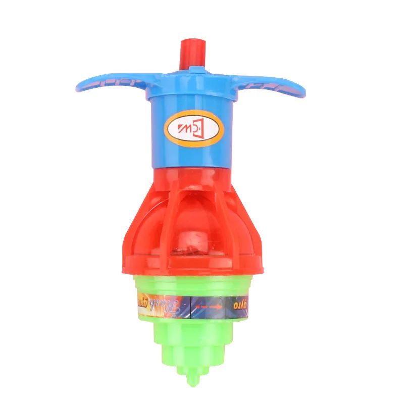 Colorful Flash Spinning Top Plastic Luminous Ejection handle Gyroscope flashing Pressure Gyro Children's Classic Toys Gifts