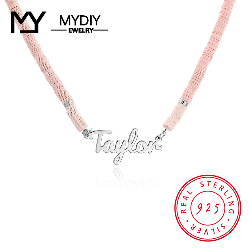 

925 Silver Personalize Fimo Beads Name Necklace Treasure Island Necklace Fashion Colorful Necklaces Handmade Christmas Jewelry