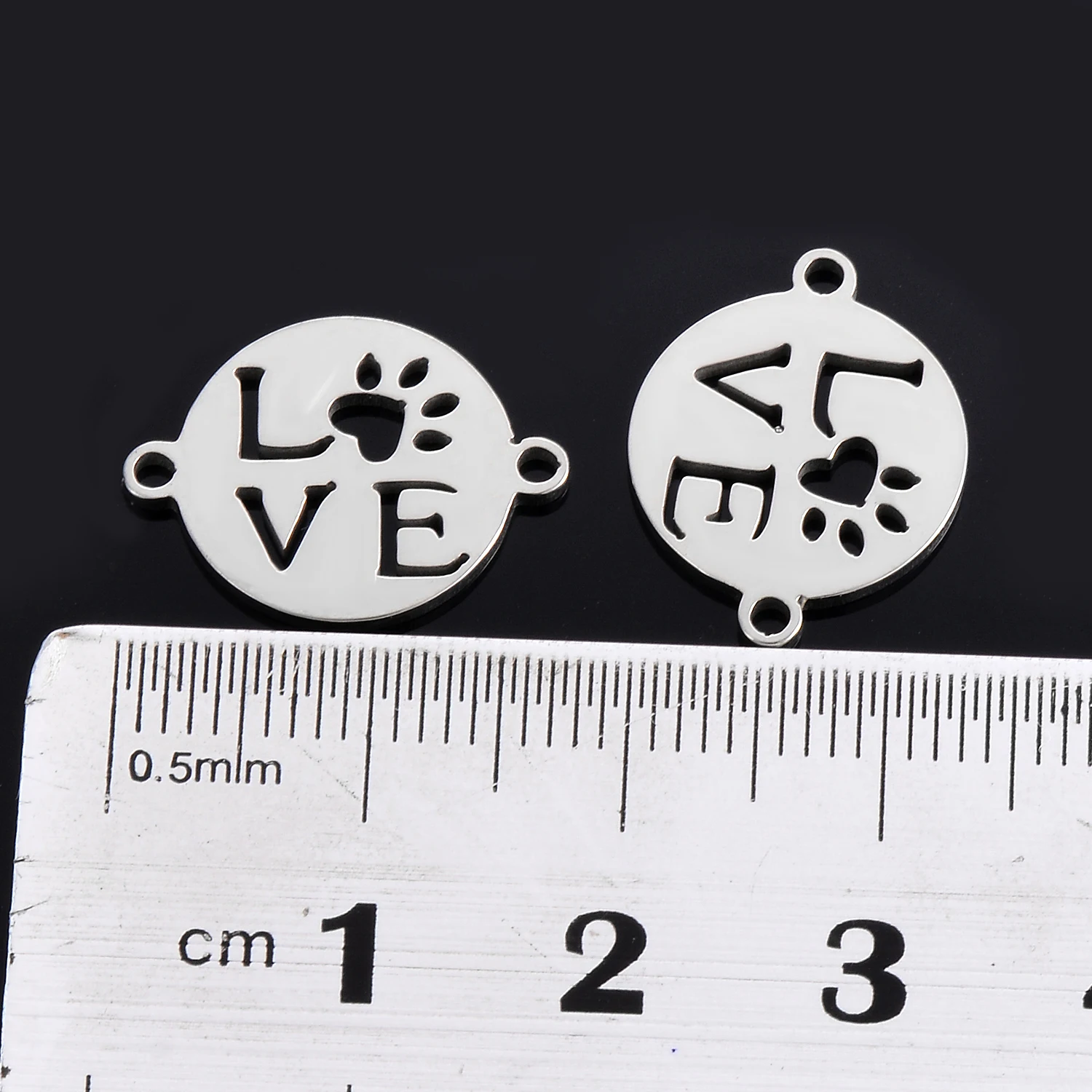 10 sztuk ze stali nierdzewnej mała bransoletka miłosna Charms okrągła łapa ocena biżuteria bransoletka złącze akcesoria 2 otwory DIY Charm — zdjęcie 3