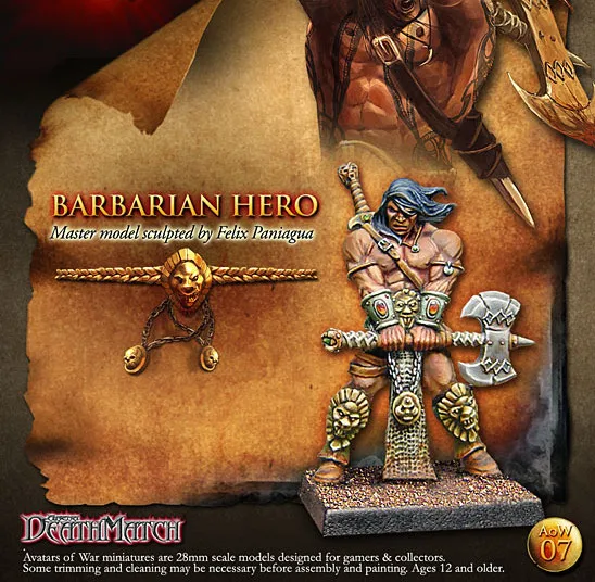 model kit resin kit Avatars of War 28343 Barbarian Hero Unassembled Sculpture for Hobbyists