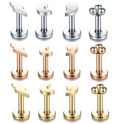 1Pc Stainless Steel Labret Lip Piercing 16G Lip Ring Internally Threaded Cartilage Tragus Helix Piercing Labret Body Jewelry