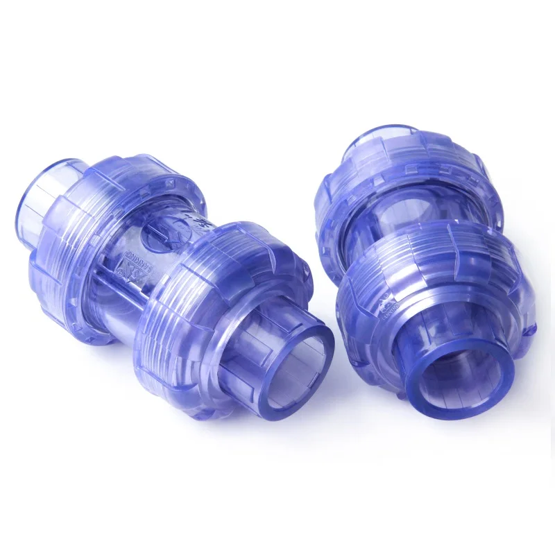 

1pc Inner Dia 25mm 32mm Check Valve Transparent UPVC Flip Plate One-way Valve Industrial aquarium irrigation PVC Union Connector