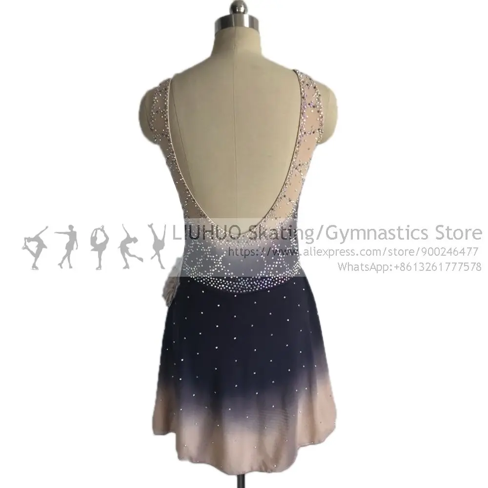 Figure Skating Dress Girls Competition Ballet Quality Crystals Children Sleeveless Performance Wear Rhythmic Leotard Wholesale