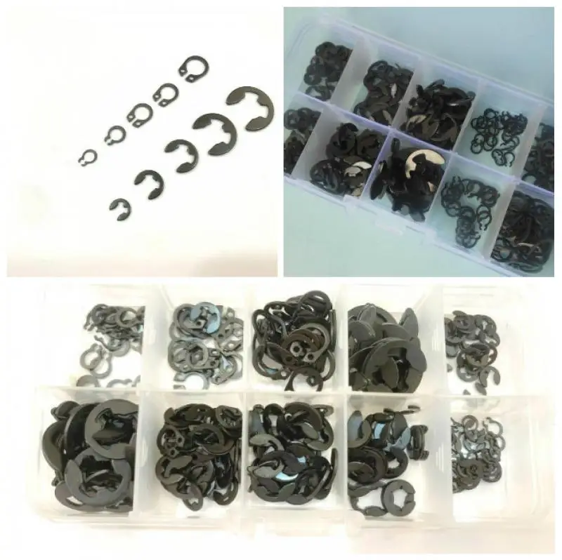300 pz 3mm 4mm 5mm 6mm 8mm 9mm acciaio nero E Clip anello di sicurezza anello di ritegno rondella per fissaggio albero