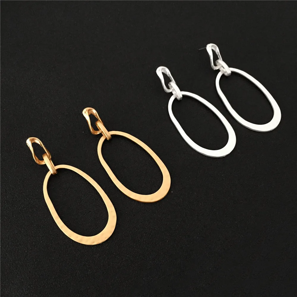 New Fashion Dangle Drop Korean Earrings For Women Geometric Round Irregular Gold Sliver Color Earring Wedding 2021 Jewelry