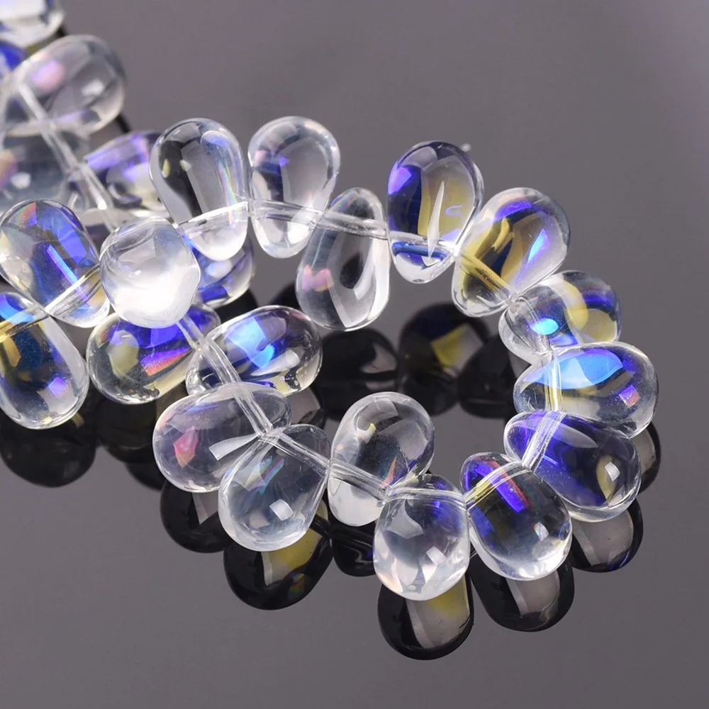 20pcs 9x6mm Small Teardrop Shape Crystal Glass Loose Crafts Beads Top Drilled Pendants for Earring Jewelry Making DIY Crafts