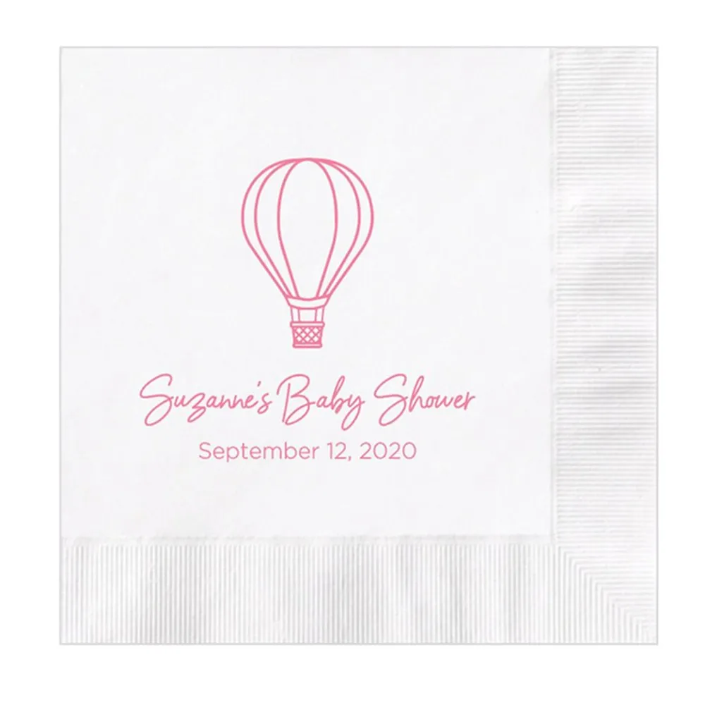 Personalized Napkins Hot Air Balloon Baby Shower Theme Custom Monogram Cocktail Beverage Luncheon Dinner Guest Towels Available!