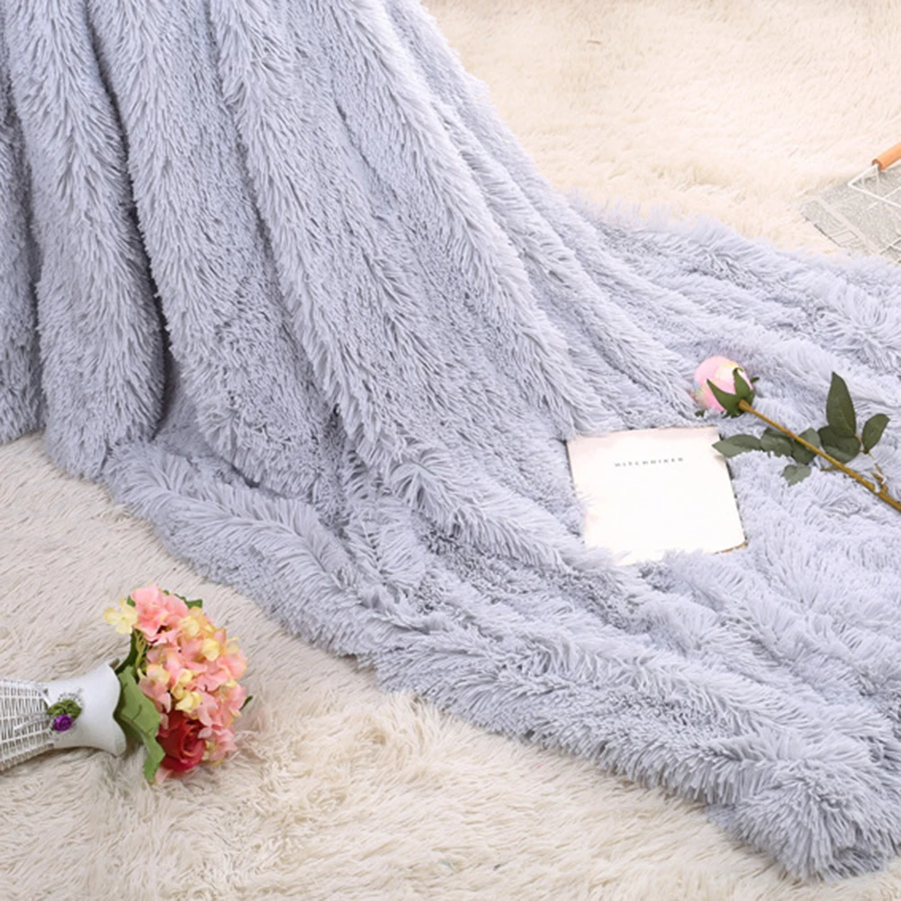 15 Colors Plush Blanket Soft Fur Faux Fluffy Throw Blanket Bed Sofa Bedspread Bedding Sheet Throw Warm Cozy Blanket 80*120cm